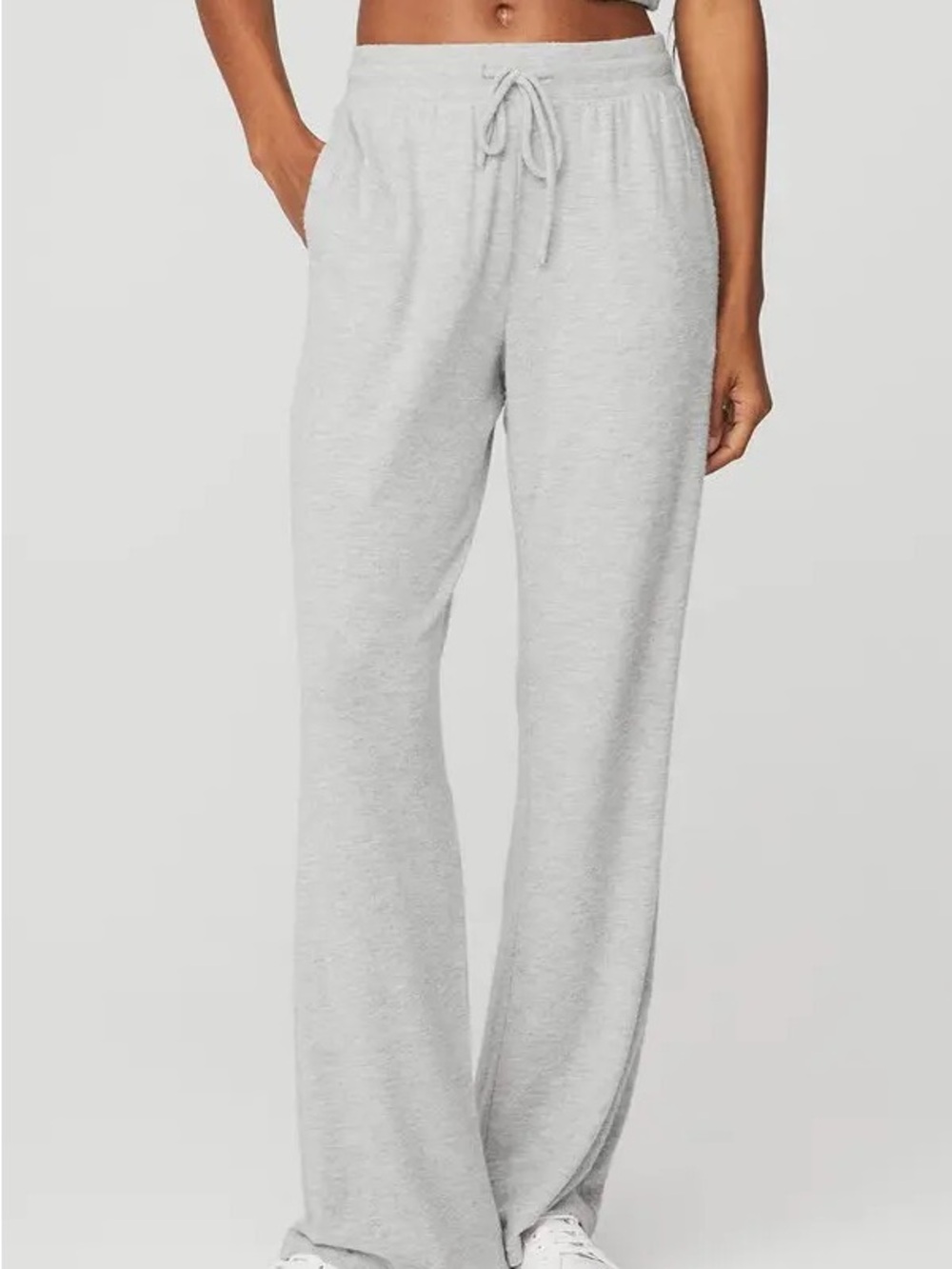 Alo Light Gray Lounge Wide Leg Yoga Pants